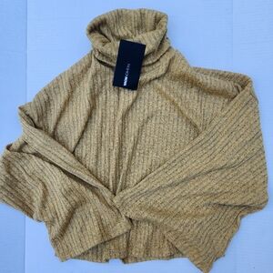 Mustard Ribbed Turtleneck Sweater Fall Winter Cozy Knit NWT